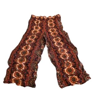 Bik Bok Cropped Wide Leg Bohemian Print 100% Vicose Pants Size XS EUC